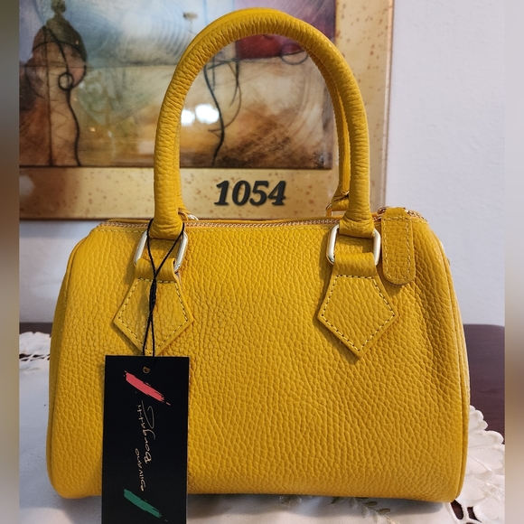 Silvano Borgatti Handbags - 1054-YELLOW Medium trunk purse, 💯 ITALIAN LEATHER